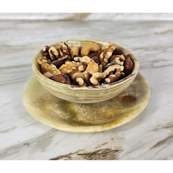 Nuts, candy bowl, marble handmade bowl with Saucer Snack dish, Marble Candy dish - Picture 7 of 11